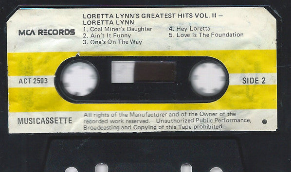 Loretta Lynn : Loretta Lynn's Greatest Hits Vol. II (Cass, Comp)