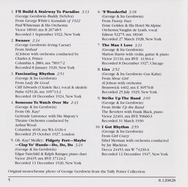 Various : 'S Wonderful - Songs Of George Gershwin (CD, Comp, Mono)