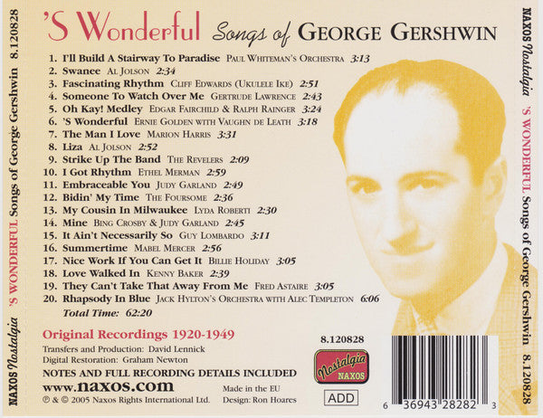 Various : 'S Wonderful - Songs Of George Gershwin (CD, Comp, Mono)