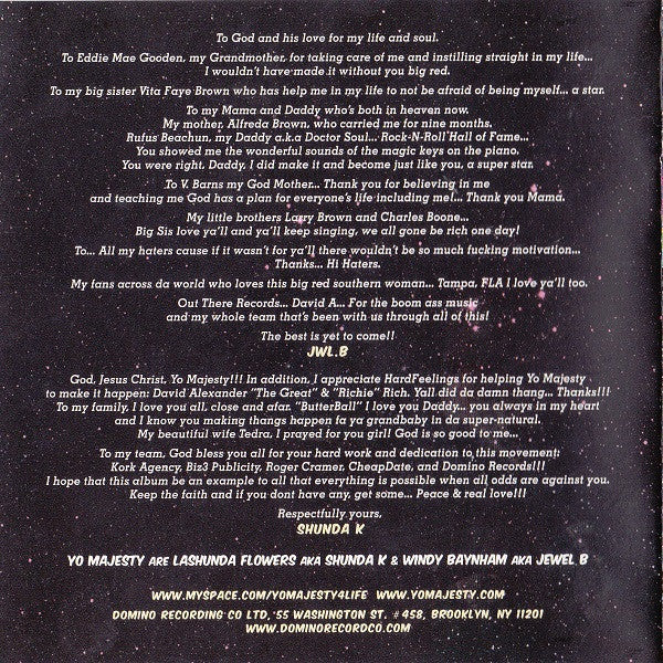 Yo Majesty : Futuristically Speaking...Never Be Afraid (CD, Album)