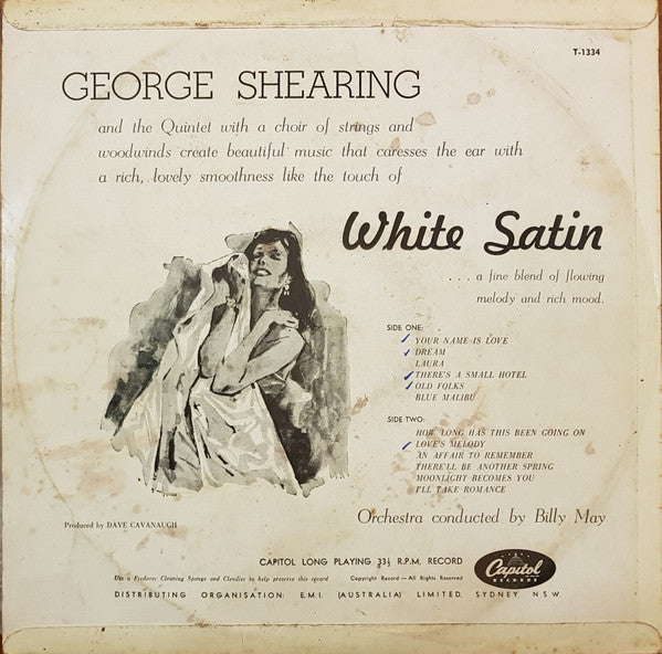 The George Shearing Quintet And Orchestra* : White Satin (LP, Album, Mono)