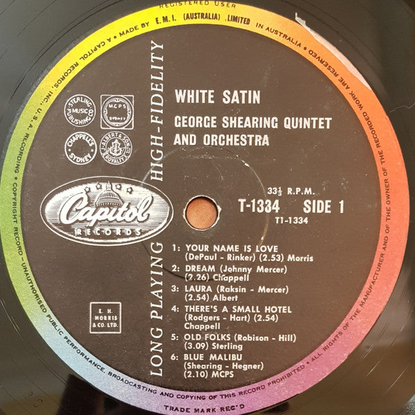 The George Shearing Quintet And Orchestra* : White Satin (LP, Album, Mono)