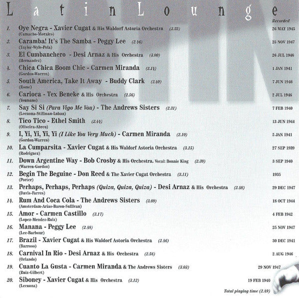 Various : Latin Lounge (Warm Nights, Hot Company & Cool Latin Sounds) (CD, Comp)
