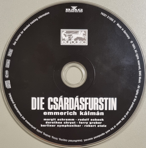 Emmerich Kálmán, Margit Schramm, Rudolf Schock, Dorothea Chryst, Ferry Gruber, Berliner Symphoniker, Robert Stolz : Die Csárdásfürstin (CD, Album)