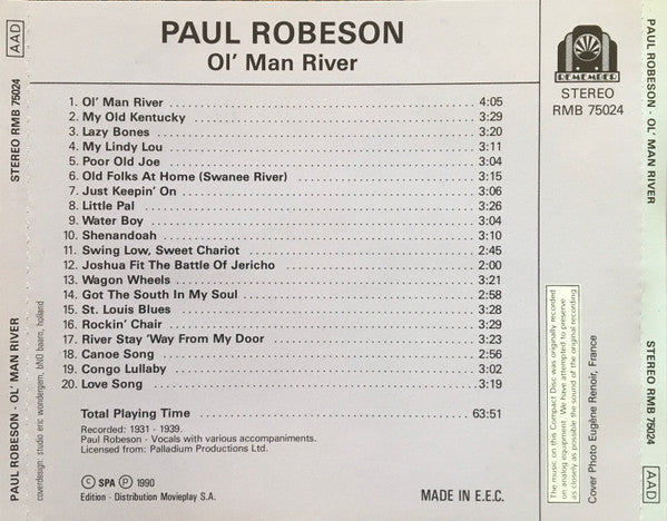 Paul Robeson : Ol' Man River (CD, Comp)