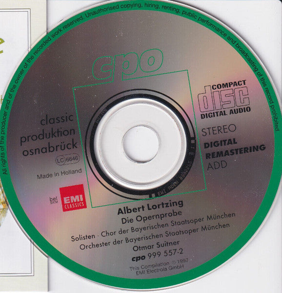 Albert Lortzing - Regina Marheineke · Nicolai Gedda · Klaus Hirte · Walter Berry · Chor Der Bayerischen Staatsoper Und Bayerisches Staatsorchester, Otmar Suitner : Die Opernprobe (CD, Comp, RE, RM)