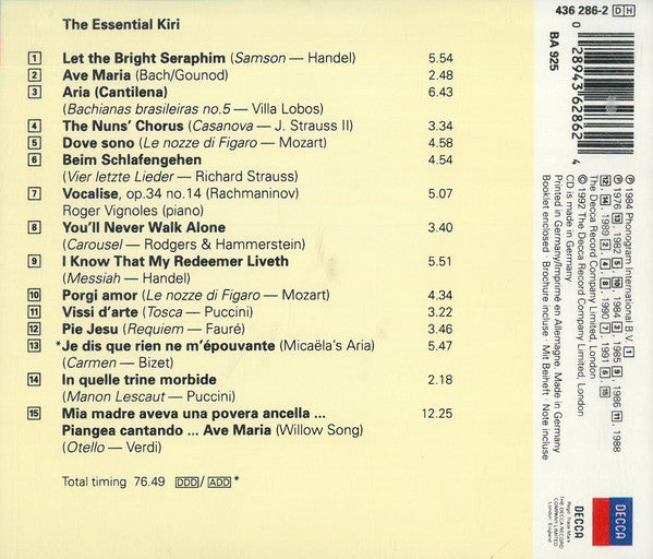 Kiri Te Kanawa : The Essential Kiri - 15 Of Her Greatest Recordings (CD, Comp)