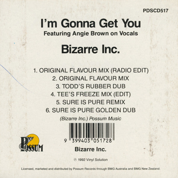 Bizarre Inc Featuring Angie Brown : I'm Gonna Get You (CD, Single, Car)