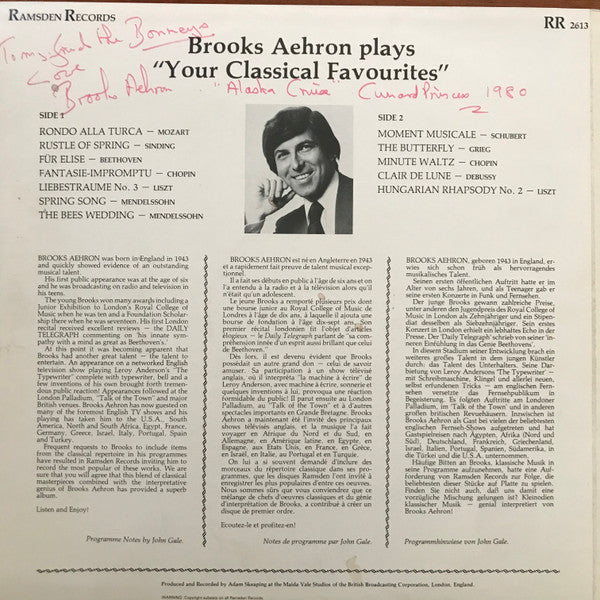 Brooks Aehron : Brooks Aehron Plays "Your Classical Favorites" (LP, Album)