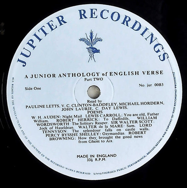 Various : A Junior Anthology Of English Verse Part II (10")