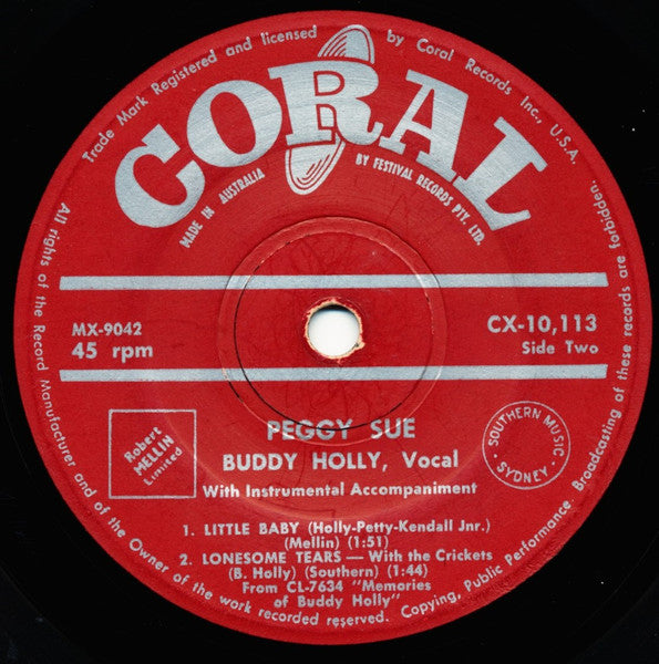 Buddy Holly : Peggy Sue (7", EP, M/Print)