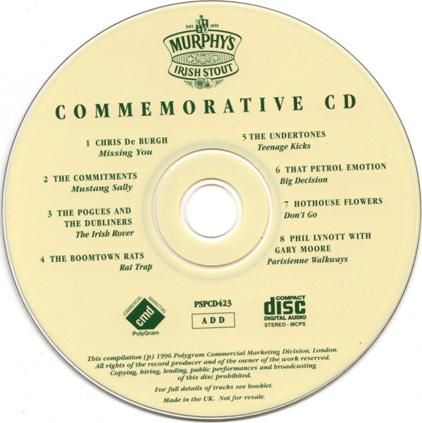 Various : Murphy's Irish Stout - Commemorative CD (CD, Comp, Promo)