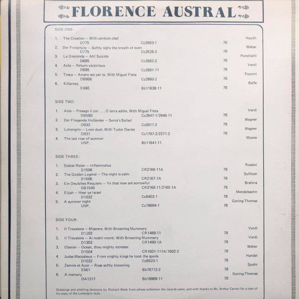 Florence Austral : Florence Austral (2xLP, Comp, Mono, Gat)