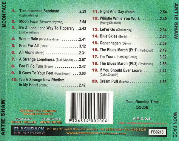 Artie Shaw : Moon Face (CD, Album, Comp, RM)