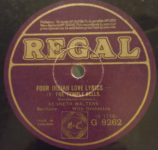 Kenneth Walters : Four Indian Love Lyrics (1) / (2) (Shellac, 10")