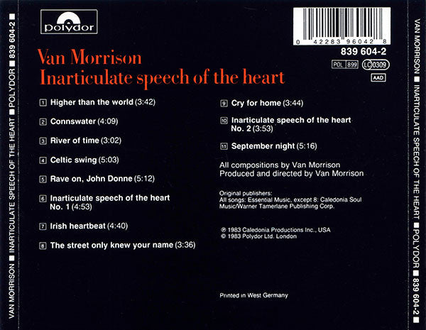 Van Morrison : Inarticulate Speech Of The Heart (CD, Album, RE)