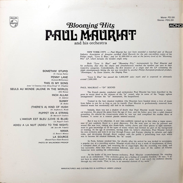 Paul Mauriat And His Orchestra : Blooming Hits (LP, Album, Mono)