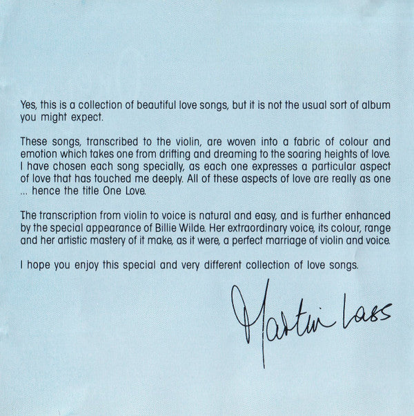 Martin Lass : One Love (CD, Album)