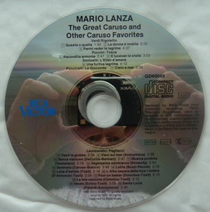 Mario Lanza : The Great Caruso And Other Caruso Favorites (CD, Comp)