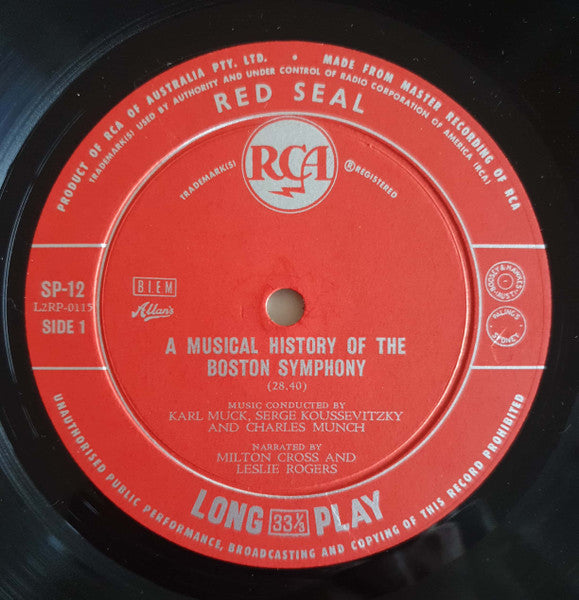 Karl Muck, Serge Koussevitzky, Charles Munch And Arthur Fiedler : A Musical History Of The Boston Symphony & Boston Pops (LP, Comp, Mono)