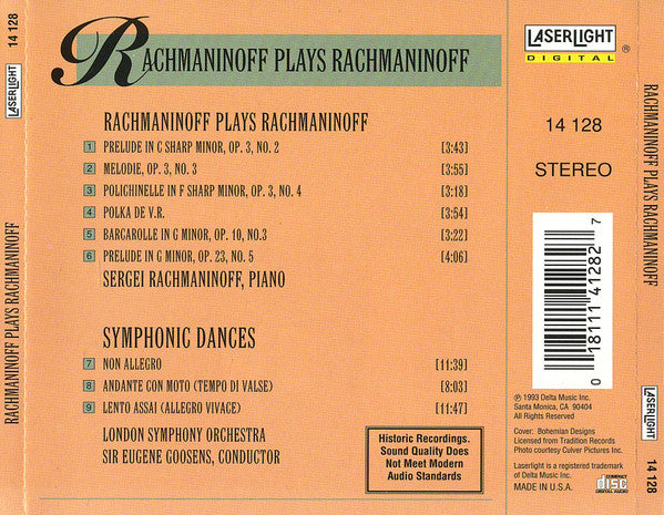 Sergei Rachmaninoff, London Symphony Orchestra, Sir Eugene Goossens : Rachmaninoff Plays Rachmaninoff (CD, RE, RM)