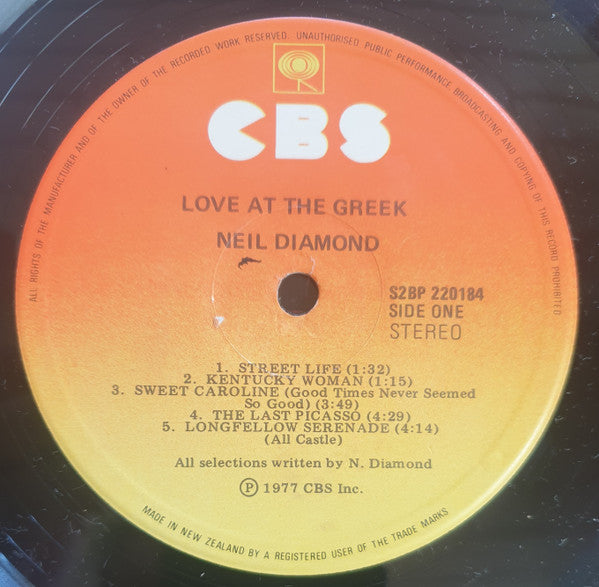 Neil Diamond : Love At The Greek - Recorded Live At The Greek Theatre (2xLP, Album)