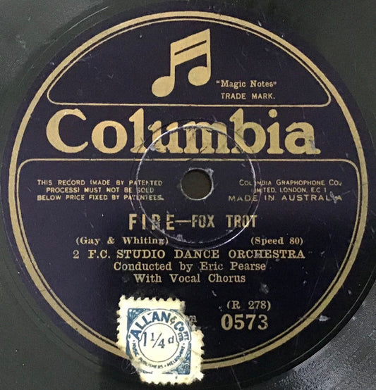 2 F.C. Studio Dance Orchestra : Fire / My Dream Of The Big Parade (Shellac, 10", 80 RPM)