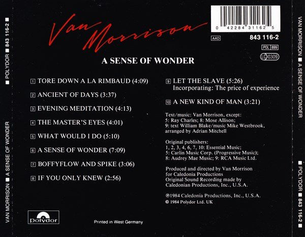 Van Morrison : A Sense Of Wonder (CD, Album, RE, Ger)