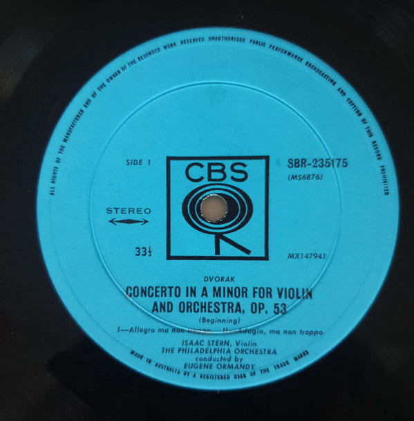 Antonín Dvořák, Isaac Stern, Eugene Ormandy, The Philadelphia Orchestra : Violin Concerto / Romance For Violin And Orchestra (LP)