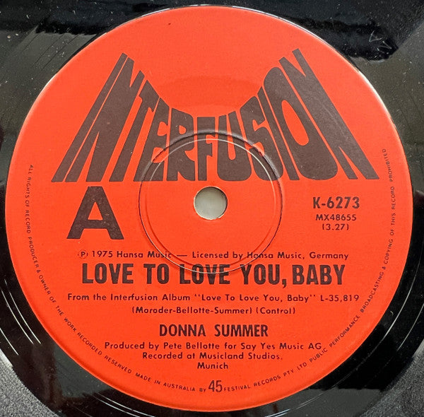 Donna Summer : Love To Love You, Baby (7")