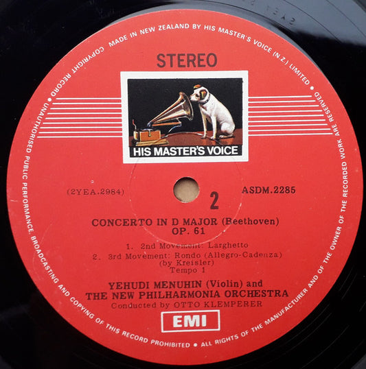 Yehudi Menuhin, Otto Klemperer, Ludwig van Beethoven, New Philharmonia Orchestra : Violin Concerto (LP)