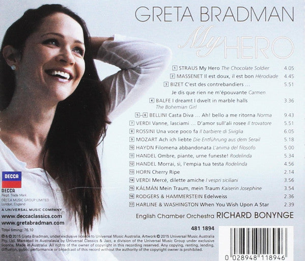Greta Bradman, English Chamber Orchestra : My Hero (CD, Album)
