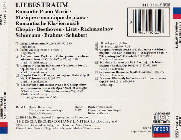 Various : Liebestraum : Romantic Piano Music (CD, Comp)