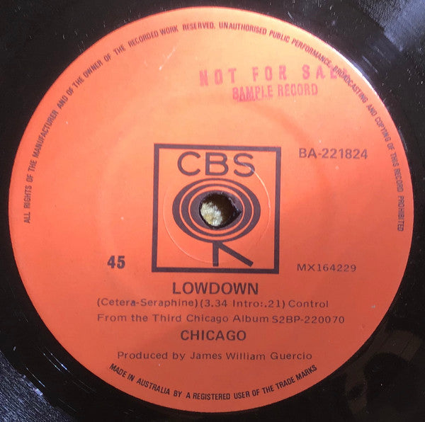 Chicago (2) : Lowdown / Loneliness Is Just A Word (7", Single)