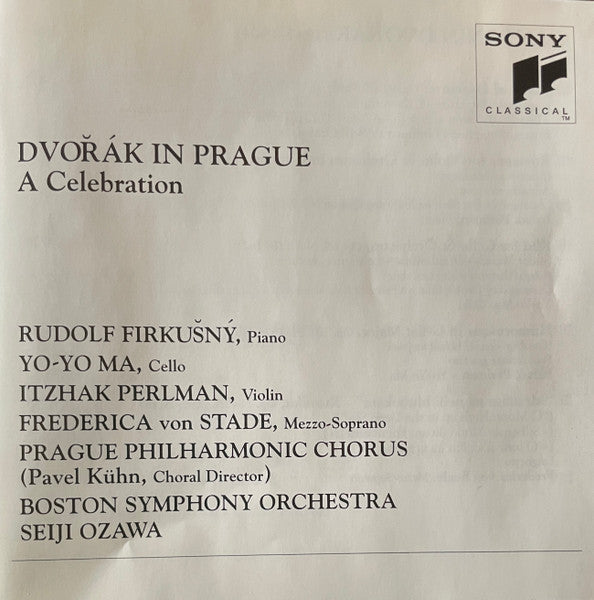 Dvořàk*, Rudolf Firkušný, Yo-Yo Ma, Itzhak Perlman, Frederica von Stade, Boston Symphony Orchestra, Seiji Ozawa : Dvořàk In Prague (A Celebration) (CD, Album)