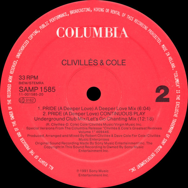 Clivillés & Cole : Pride (12", Promo)