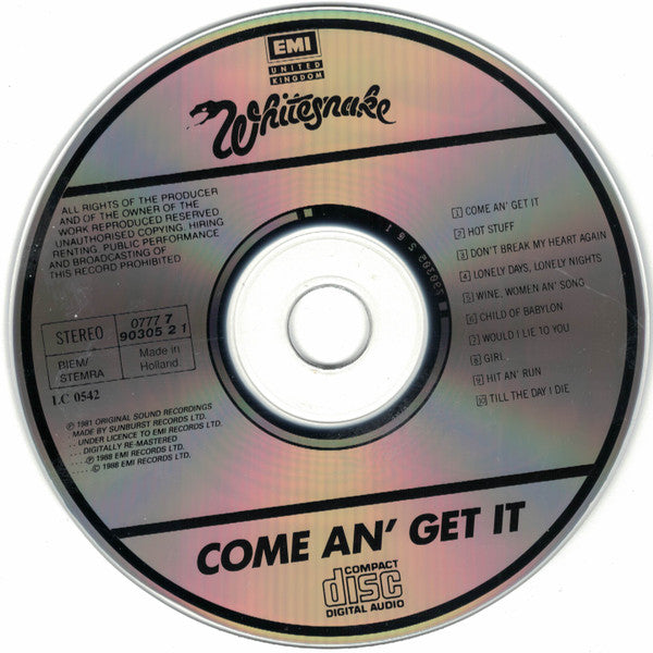 Whitesnake : Come An' Get It (CD, Album, RE)