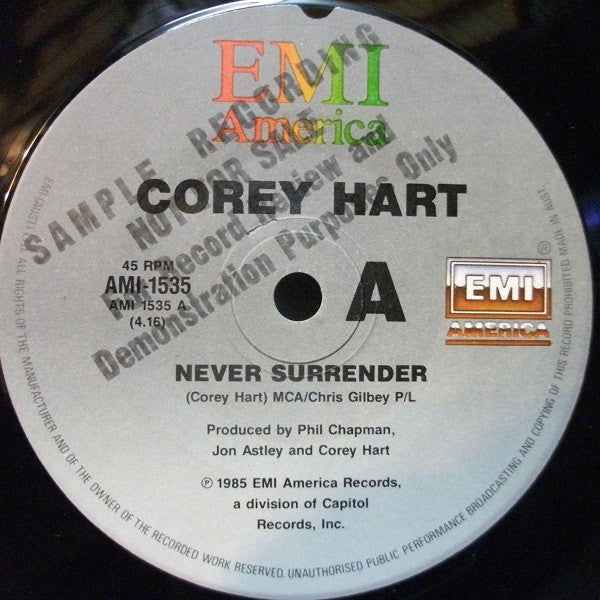Corey Hart : Never Surrender (7", Single, Promo)