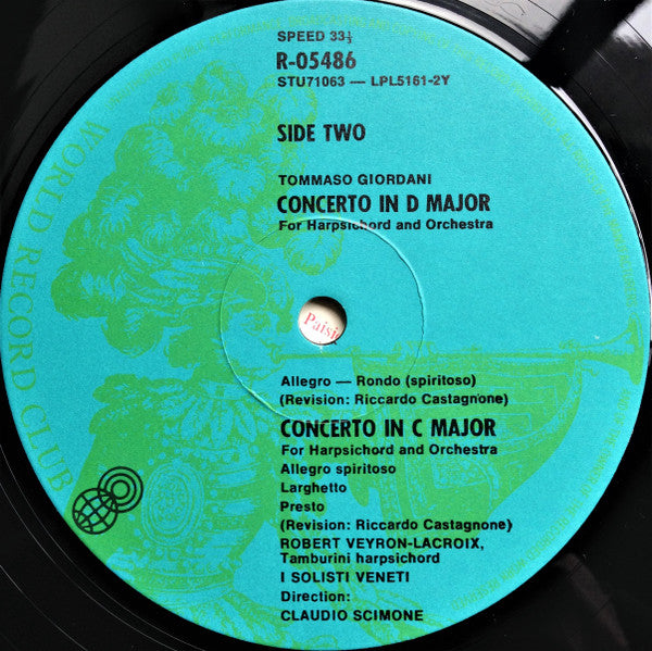 Giovanni Paisiello, Tommaso Giordani : Three Harpsichord Concertos (LP, Album, Club)