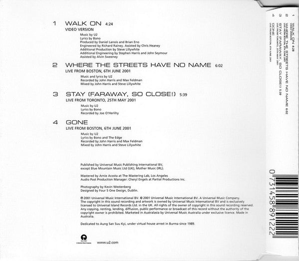 U2 : Walk On (CD, Single)
