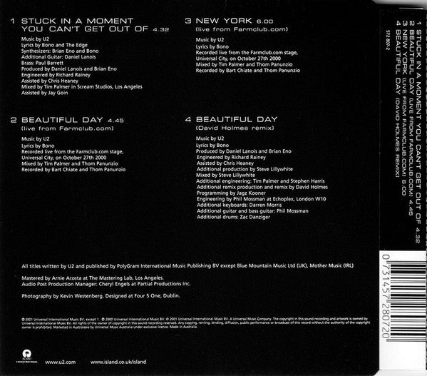 U2 : Stuck In A Moment You Can't Get Out Of (CD, Single)