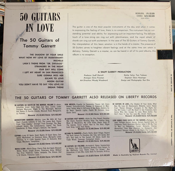 The 50 Guitars Of Tommy Garrett : The 50 Guitars In Love (LP, Album)