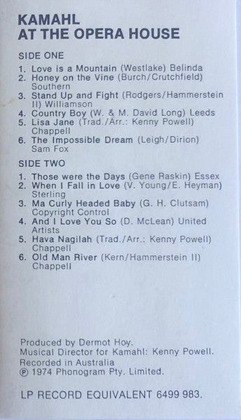 Kamahl : Kamahl At The Opera House (Cass)
