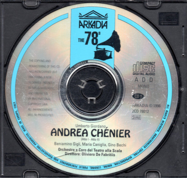 Umberto Giordano, Beniamino Gigli, Maria Caniglia, Gino Bechi, Oliviero De Fabritiis : Andrea Chénier (2xCD, RE, RM)