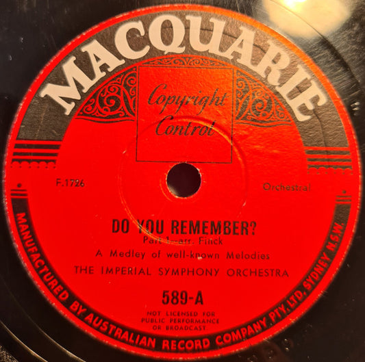 The Imperial Symphony Orchestra : Do You Remember?  (Shellac, 10")