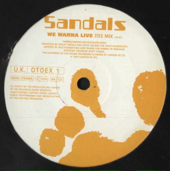 Sandals : We Wanna Live (DSS Remix) (12")