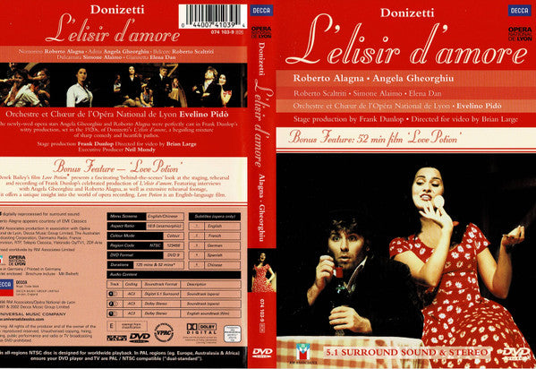 Gaetano Donizetti, Roberto Alagna, Angela Gheorghiu, Roberto Scaltriti, Simone Alaimo, Elena Dan, Orchestre De L'Opéra De Lyon Et Chœurs De L'Opéra De Lyon, Evelino Pidò : L'Elisir D'Amore (DVD)