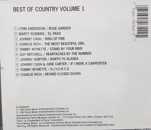 Various : Best Of Country (Volume 1) (CD, Comp)