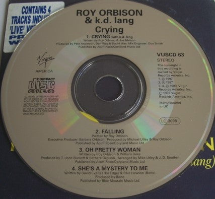 Roy Orbison Duet With k.d. lang : Crying (CD, Maxi)
