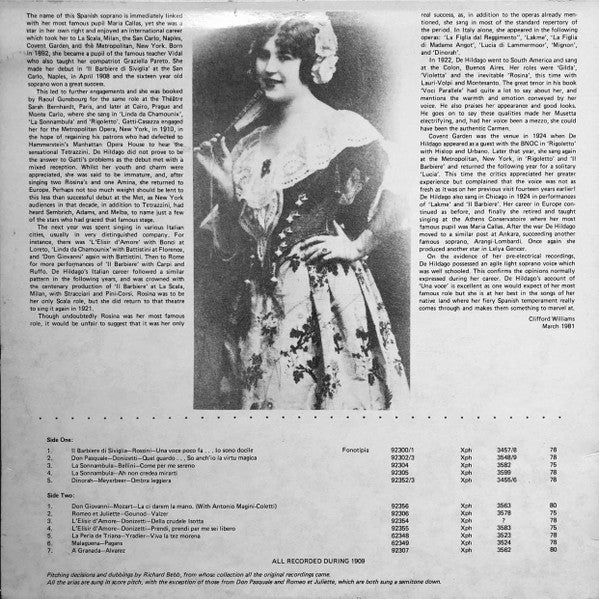 Elvira de Hidalgo : Elvira de Hidalgo (LP, Comp, Mono)